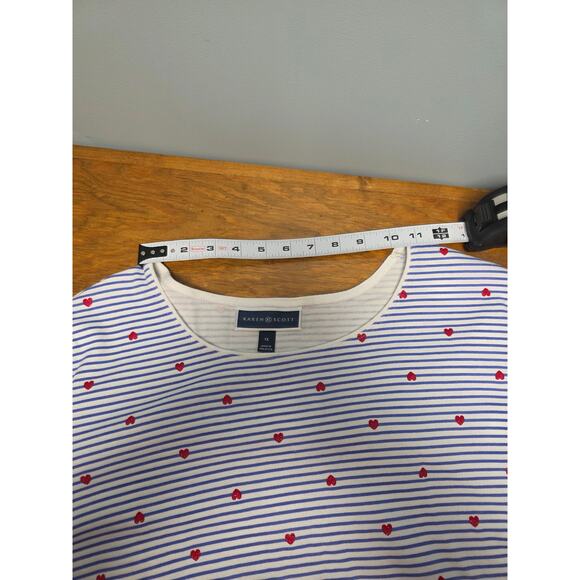 Karen Scott Striped Heart Print Top Plus Size 1X SoftGirl NormCore Casual Work - Picture 5 of 8